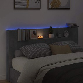 vidaXL Κεφαλάρι με Αποθήκη και LED Γκρι Σκυροδέματος