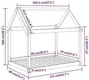 ΚΡΕΒΑΤΙ ΣΚΥΛΟΥ ΓΚΡΙ 111X80X100 ΕΚ. ΑΠΟ ΜΑΣΙΦ ΞΥΛΟ ΠΕΥΚΟΥ 822219