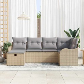 vidaXL Σετ Καναπέ Κήπου με μαξιλάρι 6 pcs μπεζ και ανοιχτό γκρι