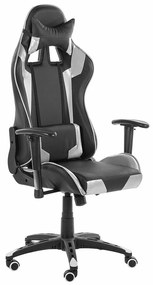 Καρέκλα gaming Berwyn 820, Ασημί, Μαύρο, 129x71x71cm, 21 kg, Με μπράτσα, Με ρόδες, Μηχανισμός καρέκλας: Κλίση | Epipla1.gr