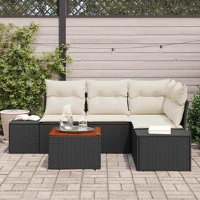 vidaXL Σετ Καναπέ Κήπου με μαξιλάρι 5 pcs Μαύρο Πολυ ράταν
