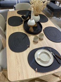 Stewehome Σετ 7 τεμαχίων οβάλ σουπλά και καλάθι από γιούτα 41x31 cm