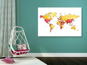 Εικόνα στον παγκόσμιο χάρτη φελλού σε χρώματα - 90x60  wooden