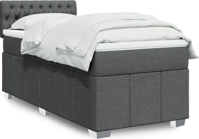 vidaXL Κρεβάτι Boxspring με Στρώμα Σκούρο Γκρι 100x200 εκ. Υφασμάτινο