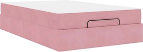 vidaXL Σκελετός κρεβατιού με στρώμα 2 pcs Ροζ Βελούδο