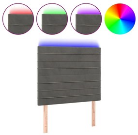 Κεφαλάρι Κρεβατιού LED Σκούρο Γκρι 90x5x118/128 εκ. Βελούδινο - Γκρι