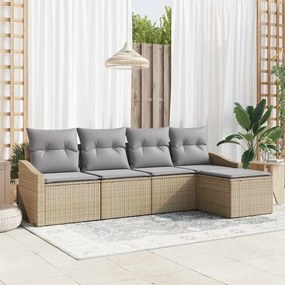 vidaXL Σετ Καναπέ με μαξιλάρι 5 pcs Μπεζ συνθετικό ρατάν