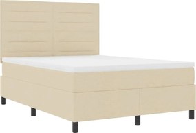 vidaXL Κρεβάτι με ελατήρια με στρώμα Κρεμ 140 x 190 cm ύφασμα
