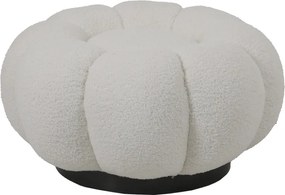 Σκαμπό Nester pakoworld μπουκλέ ύφασμα σε λευκή απόχρωση Φ60x31εκ