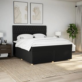 vidaXL Κρεβάτι Boxspring με Στρώμα Μαύρο 180x200 εκ. Υφασμάτινο