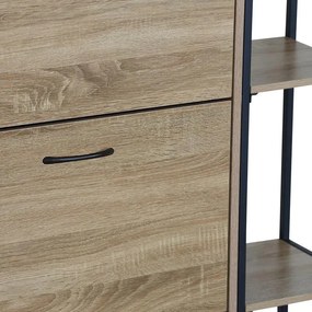 Παπουτσοθήκη Karleva 12 θέσεων σε oak με μαύρο μέταλλο 88x24x87εκ. 106x35x80 εκ.