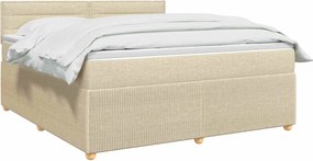 vidaXL Κρεβάτι box spring με στρώμα Κρεμ 180 x 200 cm Ύφασμα