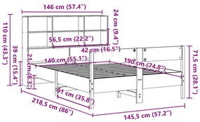 ΚΡΕΒΑΤΙ ΒΙΒΛΙΟΘΗΚΗ ΧΩΡΙΣ ΣΤΡΩΜΑ 140X190 ΕΚ ΜΑΣΙΦ ΞΥΛΟ ΠΕΥΚΟΥ 3323001