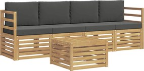 vidaXL Σειρά Καναπέ Εξωτερικού 5 pcs Άσπρο και Ανθρακί Πολυεστέρας