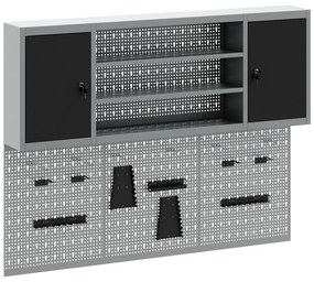 vidaXL Σετ Εργαλείων με 6 Τεμάχια και Πίνακα Pegboard Τοίχου Μαύρο Μέταλλο