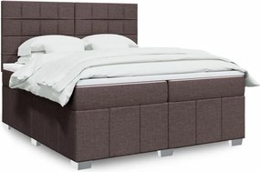 vidaXL Κρεβάτι Boxspring με Στρώμα Σκούρο Καφέ 200x200 εκ. Υφασμάτινο