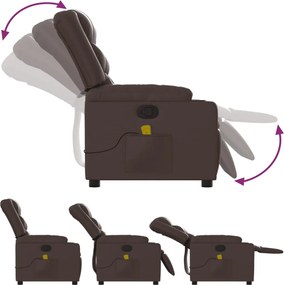 vidaXL Πολυθρόνα Μασάζ Ανακλινόμενη Καφέ από Συνθετικό Δέρμα