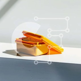 Intra Συλλεκτικό Ξύλινο Παζλ Plywood  4mm - Κίτρινο μεσημεριανό κουτί σε λευκό τραπέζι Σε Ξύλινο Κουτί - Διαστάσεις: 10x10 cm – 25 κομμάτια