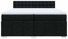vidaXL Κρεβάτι Boxspring με Στρώμα Μαύρο 200x200 εκ. Υφασμάτινο