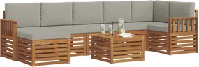 vidaXL Σειρά Καναπέ Εξωτερικού 8 pcs Φυσικό και Ανοιχτό Γκρι