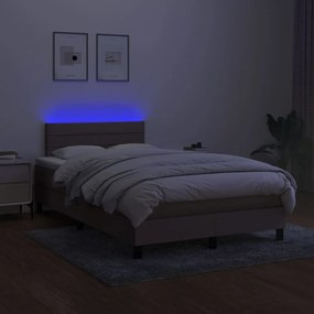 vidaXL Κρεβάτι Boxspring με Στρώμα &amp; LED Taupe 120x200 εκ. Υφασμάτινο