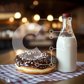 Σετ των 2 Intra Συλλεκτικό Ξύλινο Παζλ Plywood  4mm - Σοκολατένιο ντόνατ και γάλα Σε Ξύλινο Κουτί - Διαστάσεις: 10x10 cm – 25 κομμάτια