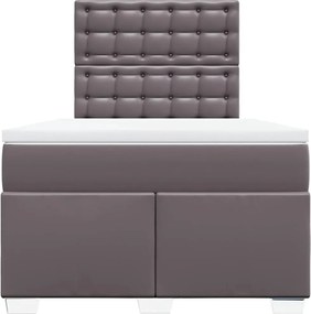 vidaXL Κρεβάτι Boxspring με Στρώμα Γκρι 120x190εκ. από Συνθετικό Δέρμα