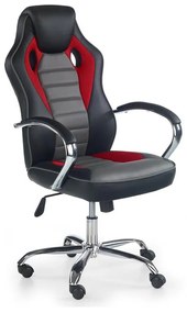 Καρέκλα γραφείου Houston 461, Κόκκινο, Γκρι, Μαύρο, 109x61x69cm, 16 kg, Με ρόδες, Με μπράτσα, Μηχανισμός καρέκλας: Κλίση | Epipla1.gr