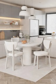 Stewehome Σετ Στρογγυλής Τραπεζαρίας με 4 Καρέκλες Λευκό/ λευκό 90x90 cm