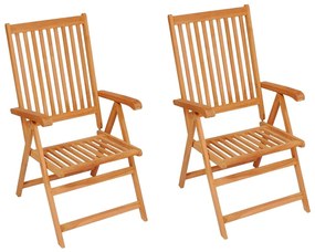 vidaXL Καρέκλες Κήπου 2 τεμ. από Μασίφ Ξύλο Teak με Κόκκινα Μαξιλάρια