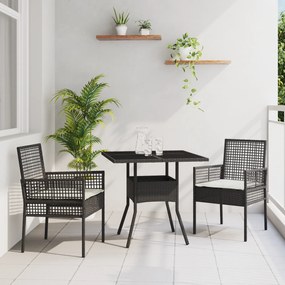 vidaXL Σετ Εξωτερικής Τραπεζαρίας 3 Τεμαχίων Μαύρο Πολυ Ράτανα