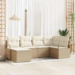 vidaXL Σετ Κήπου 6 Τεμαχίων με Μπεζ Μαξιλάρια από Πολυ Ράτταν
