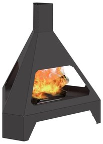 vidaXL Τζάκι με Καμινάδα Μαύρο 50x43x52 εκ Ατσάλι