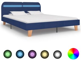 Πλαίσιο Κρεβατιού με LED Μπλε 160 x 200 εκ. Υφασμάτινο