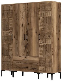 Ντουλάπα Τετράφυλλη Kumsal 845HCT5472 160x47,5x201,4cm Walnut Τετράφυλλη