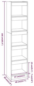 Βιβλιοθήκη/Διαχωριστικό Χώρου Καφέ Δρυς 40x30x166 εκ. - Καφέ