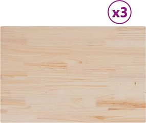 vidaXL Επιφάνειες Τραπεζιού Ορθογώνιες 3 τεμ. 80x53x1,7 εκ Μασίφ Πεύκο