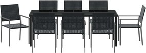 vidaXL Σέτ φαγητού για κήπο 9 pcs Μαύρο Ράτα PE