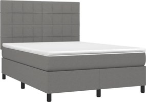 vidaXL Κρεβάτι Boxspring με Στρώμα Σκούρο Γκρι 140x190 εκ. Υφασμάτινο