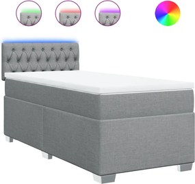 vidaXL Κρεβάτι Boxspring με Στρώμα Ανοιχτό Γκρι 80x200 εκ. Υφασμάτινο