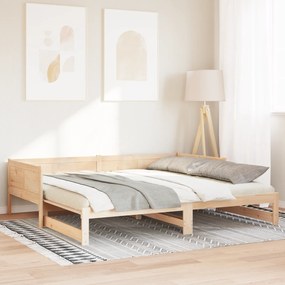 vidaXL Pull-out Κρεβάτι Ημέρας 90x200 εκ Μασίφ Ξύλο Πεύκο