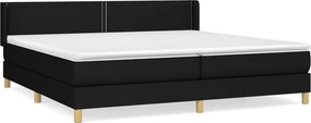 vidaXL Κρεβάτι Boxspring με Στρώμα Μαύρο 200x200 εκ. Υφασμάτινο