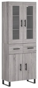 vidaXL Ντουλάπι Γκρι Sonoma 69,5 x 34 x 180 εκ. Επεξεργασμένο Ξύλο