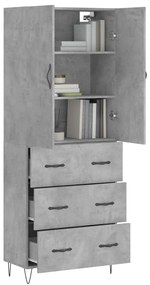 vidaXL Ντουλάπι Γκρι Σκυροδέματος 69,5x34x180 εκ. Επεξεργασμένο Ξύλο