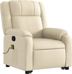 vidaXL Πολυθρόνα Μασάζ Ανακλινόμενη με Ανύψωση Κρεμ Υφασμάτινη