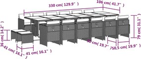 vidaXL Σετ Τραπεζαρίας Κήπου 17 τεμ Μικτό Μπεζ Συνθ. Ρατάν &amp; Μαξιλάρια