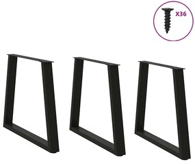 vidaXL Πόδια Τραπεζαρίας Σχήματος V 3 τεμ. Μαύρο 70x(72-73,3) εκ. Ατσάλι