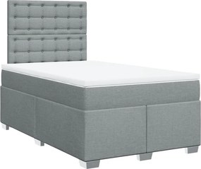 vidaXL Κρεβάτι Boxspring με Στρώμα Ανοιχτό Γκρι 120x190 εκ. Υφασμάτινο