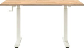 vidaXL Γραφείο Λευκό και Φυσικό 140 x 60 cm Στερεό Ξύλο Δρυός