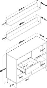 Ντουλάπι Λευκό / Καρυδί FANIR 120x40x98.8